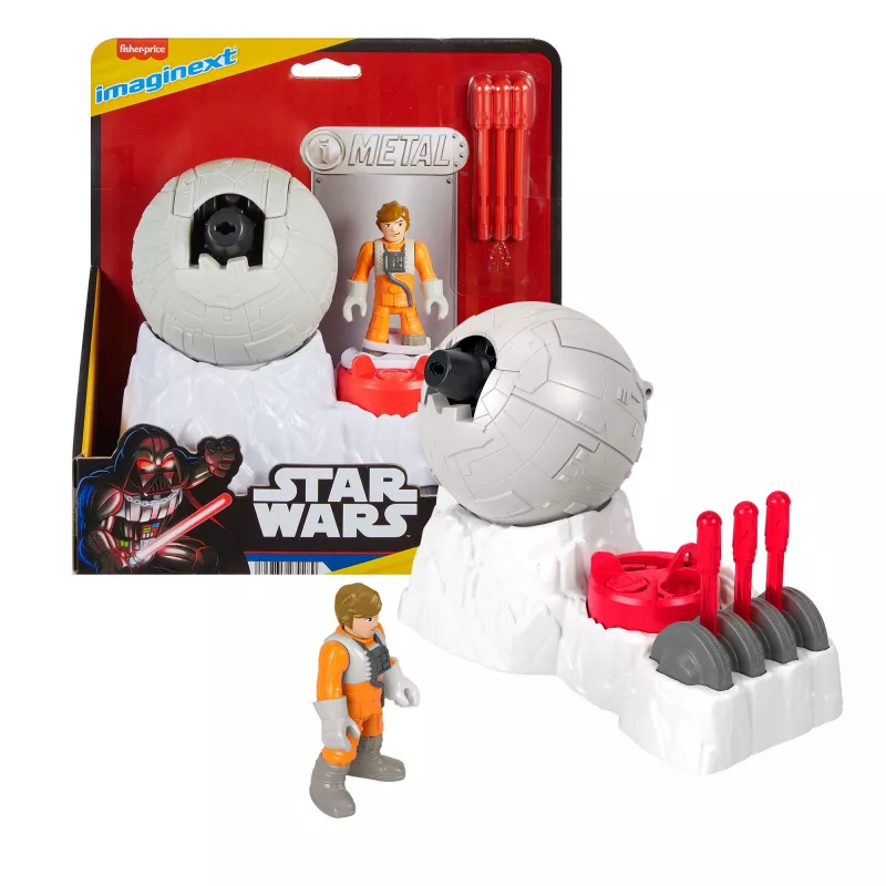 Fisher-Price Imaginext STAR WARS Rebel Base Cannon zabawka z kluczem metalowym odlewanym Luke Skywalker, 5 elementów
