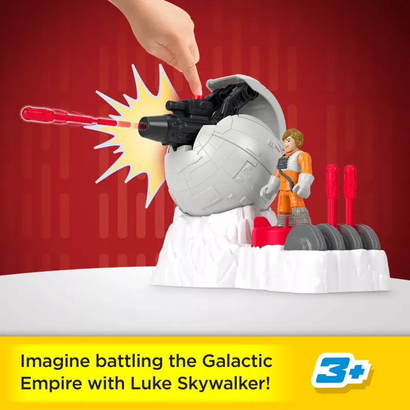 Fisher-Price Imaginext STAR WARS Rebel Base Cannon zabawka z kluczem metalowym odlewanym Luke Skywalker, 5 elementów
