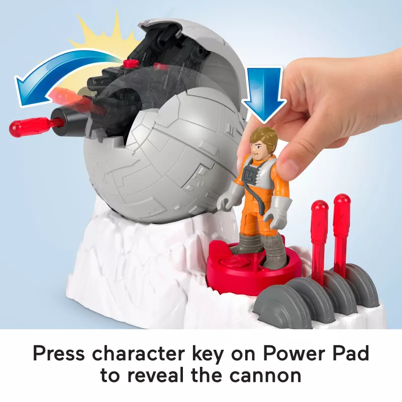 Fisher-Price Imaginext STAR WARS Rebel Base Cannon zabawka z kluczem metalowym odlewanym Luke Skywalker, 5 elementów