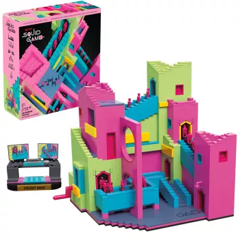 Mattel MEGA Squid Game Schody Zestaw Klocków z Figurką Akcji (1707 elementów) dla Kolekcjonerów