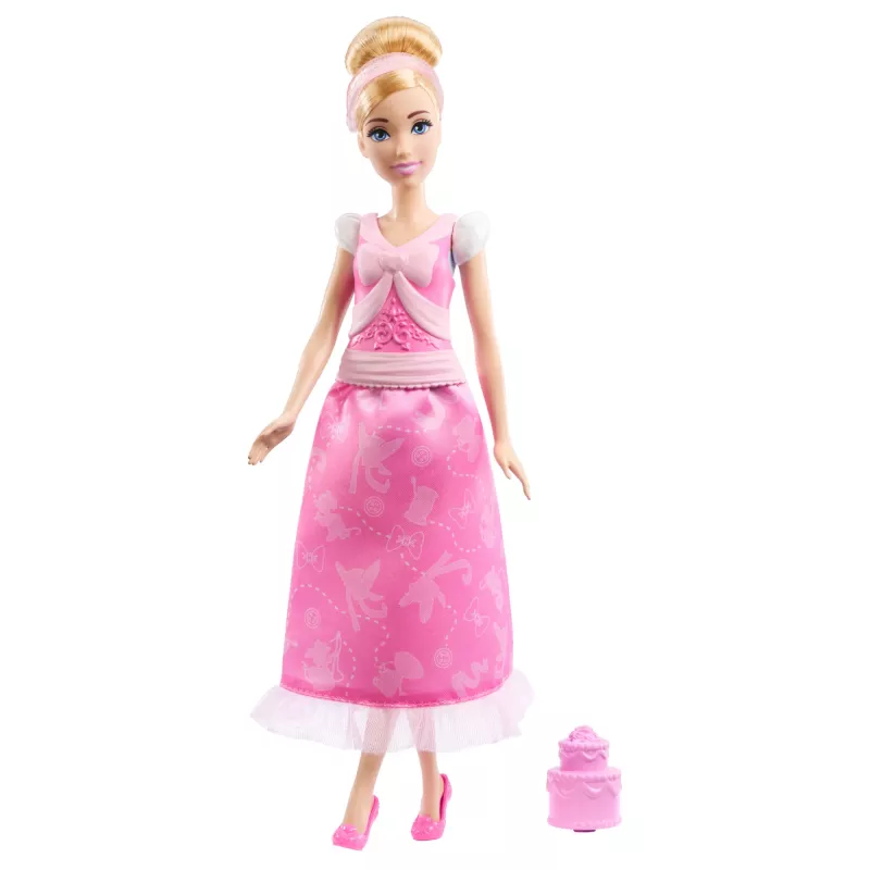 Lalka Disney Princess 2-in-1 Stories Kopciuszek z 2 zatrzaskowymi stanikami, 2 spódniczkami i 9 akcesoriami