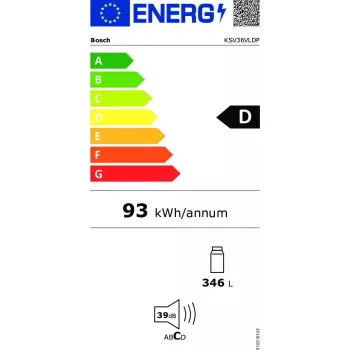 Bosch Serie 4 KSV36VLDP lodówka Wolnostojąca 346 L Stal nierdzewna