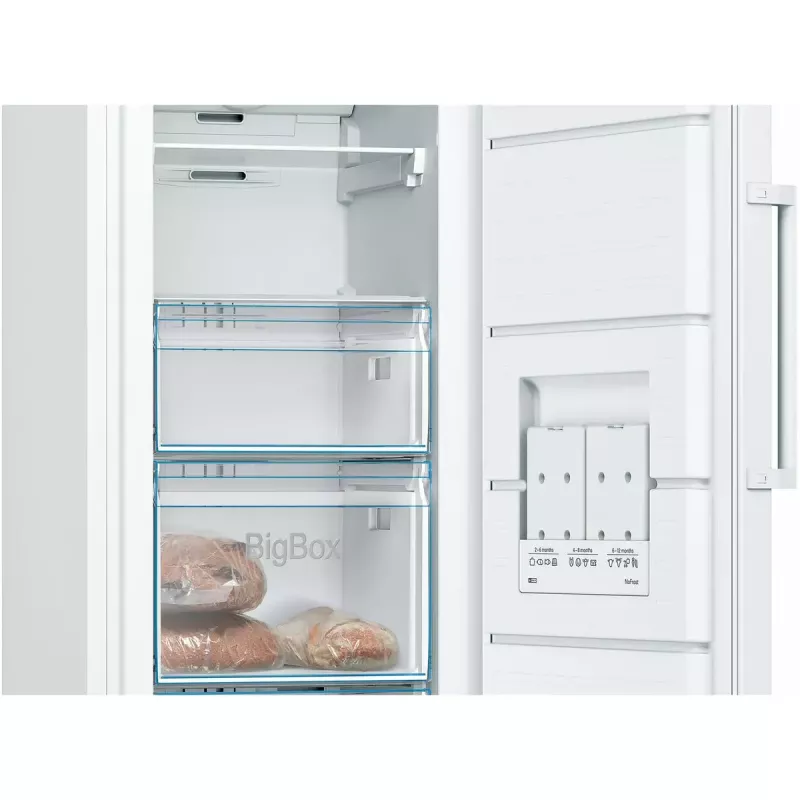 Zamrażarka pionowa Bosch Serie 4 GSN29VWEP, 200 L, NoFrost, klasa E, 1610×600×650 mm, biała
