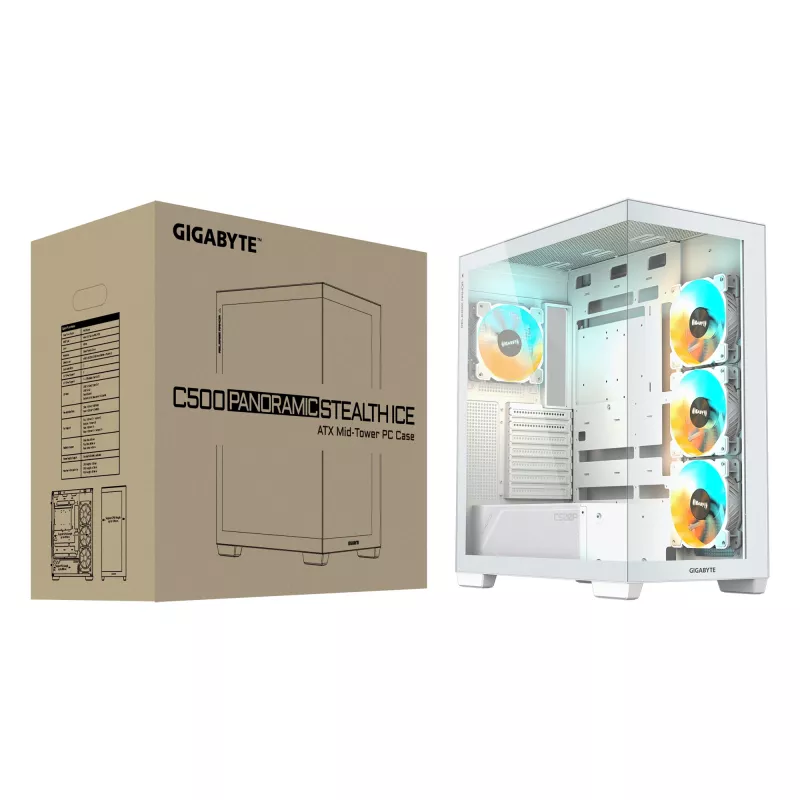 GIGABYTE C500 PANORAMIC STEALTH Midi Tower Biała