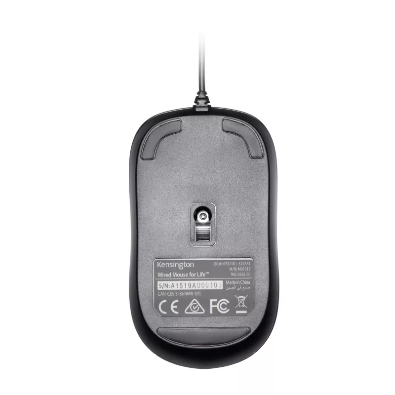Kensington Wired Valumysz, symetryczna, optyczna, USB typu A, 1000 DPI, czarna