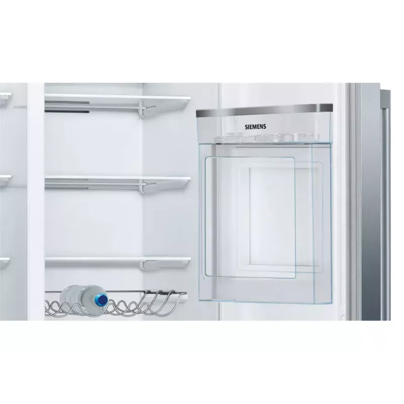 Lodówka side-by-side Siemens iQ500 KA93GAIEP – wolnostojąca, 560 l pojemności całkowitej, chłodziarka 369 l, zamrażarka 191 l, klasa energetyczna E, stal nierdzewna