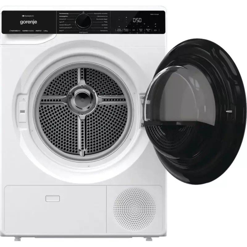 Suszarka bębnowa Gorenje DPNA93W z pompą ciepła, wolnostojąca, ładowana od przodu, 9 kg, biała, klasa energetyczna C