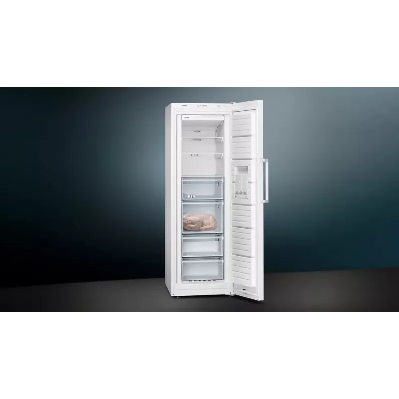 Zamrażarka pionowa Siemens iQ300 GS33NVWEP — 225 L, NoFrost, 20 kg/24h, klasa E, biała