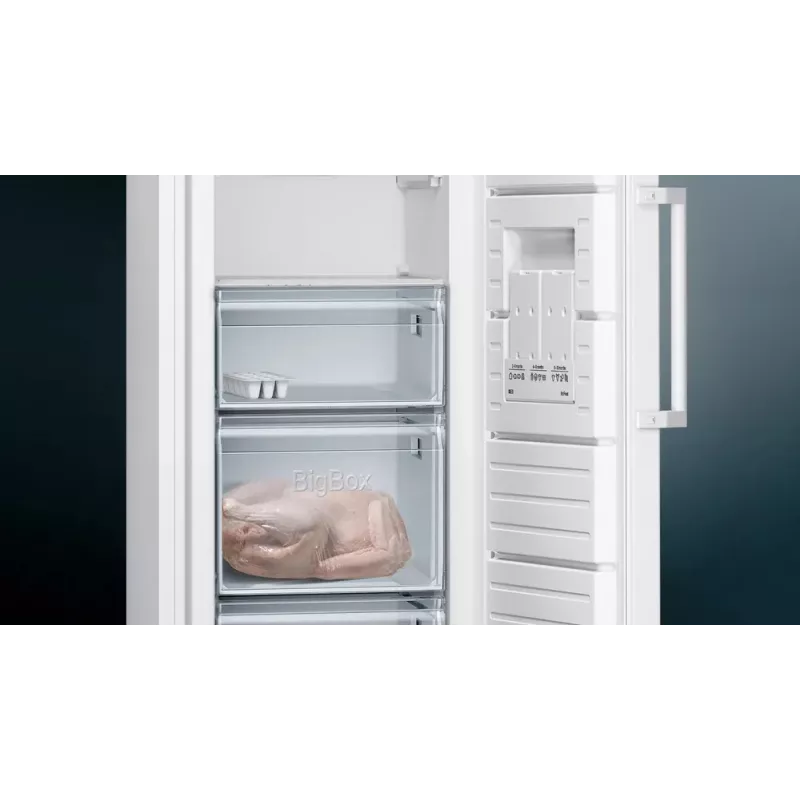 Zamrażarka pionowa Siemens iQ300 GS33NVWEP — 225 L, NoFrost, 20 kg/24h, klasa E, biała
