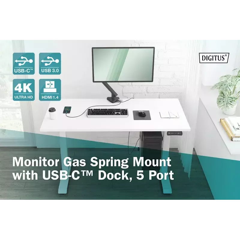 Uchwyt do monitora Digitus DA-90405 ze stacją dokującą