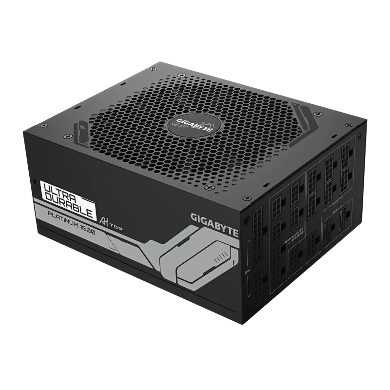 Zasilacz GIGABYTE UD1600PM PG5 1600W, 80 PLUS Platinum, sprawność 92%, 20+4 pin ATX, wentylator 120 mm, czarny