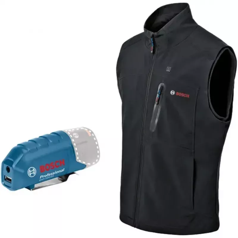 Podgrzewana kamizelka Bosch GHV 12+18V XA Professional rozmiar M czarna z ładowarką i akumulatorem