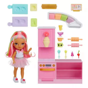 Rainbow High Little Dessert Shop z zestawem Kandy, Lalka modowa, Dziewczynka, 4 lata, 140 mm, Wielokolorowy