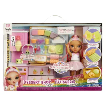 Rainbow High Little Dessert Shop z zestawem Kandy, Lalka modowa, Dziewczynka, 4 lata, 140 mm, Wielokolorowy
