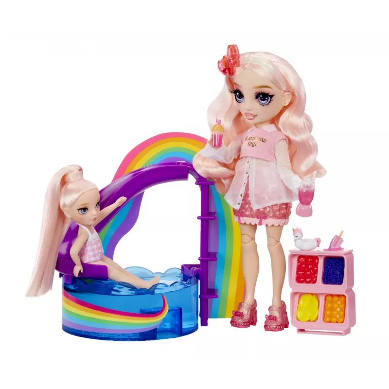 Rainbow High Little Pool Day with Blush Playset, Lalka modowa, Dziewczynka, 4 lat(a), 140 mm, Wielokolorowy