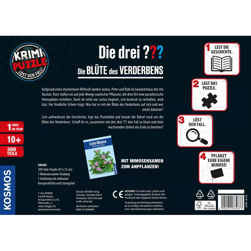 Kosmos 684877 puzzle kryminalne Die drei ??? - Die Blüte des Verderbens, 300 elementów, od 10 lat