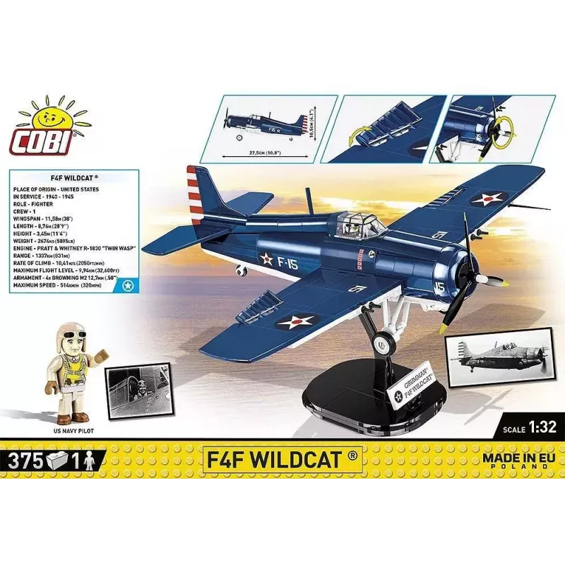 Klocki konstrukcyjne COBI F4F Wildcat Northrop Grumman 375 elementów