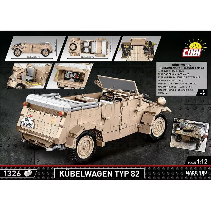 Zestaw konstrukcyjny COBI Kübelwagen Typ 82 1326 elementów II wojna światowa