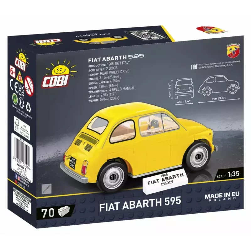 Zabawka konstrukcyjna Cobi Fiat Abarth 595 model 24514 — skala 1:35, kolekcjonerski pojazd do zbudowania