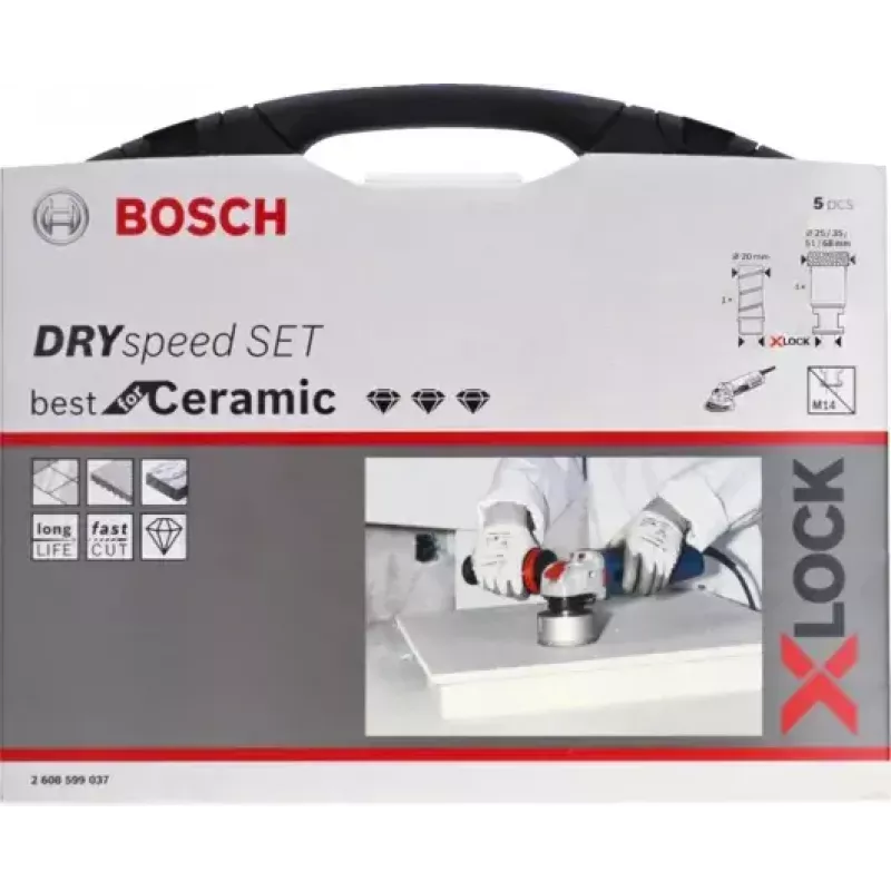 Bosch 2608599037 Zestaw frezów diamentowych do cięcia na sucho, 5 części, 1 szt. Frez