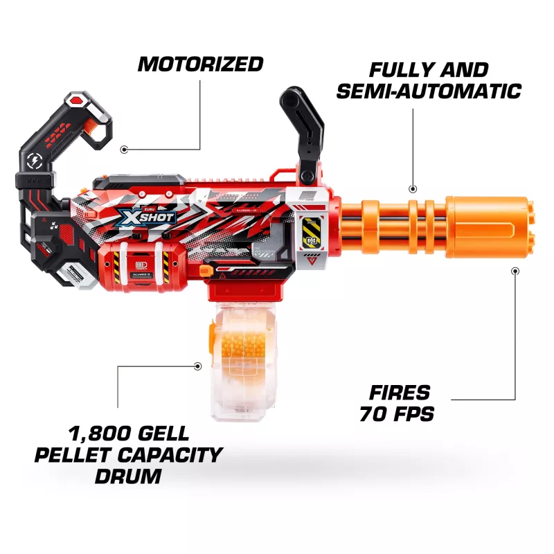 Gel blaster Zuru XSHOT Hyper Gel Gattlin Blaster — zabawkowy blaster szybkostrzelny z obrotową lufą