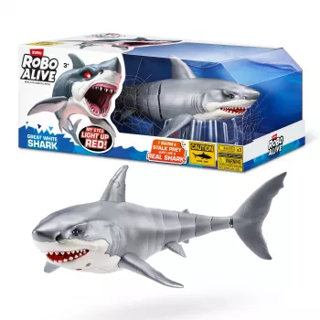 Zabawkowy rekin robot Zuru Robo Alive Great White Shark 71126 — interaktywna figurka wodna zasilana bateriami