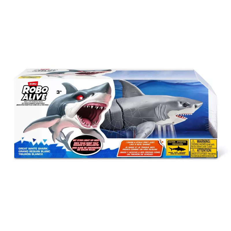 Zabawkowy rekin robot Zuru Robo Alive Great White Shark 71126 — interaktywna figurka wodna zasilana bateriami
