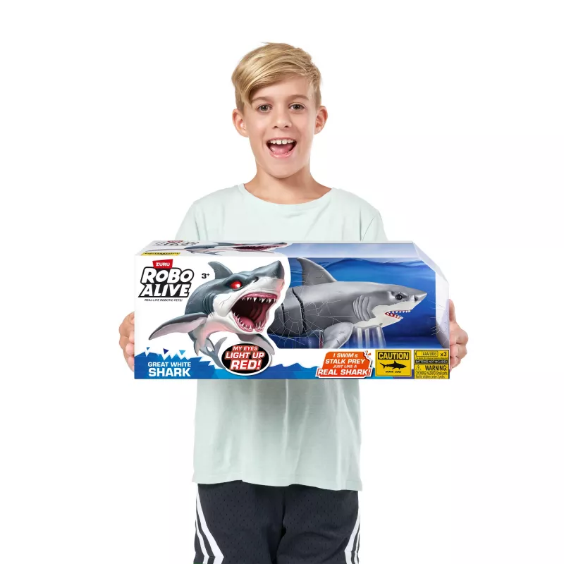 Zabawkowy rekin robot Zuru Robo Alive Great White Shark 71126 — interaktywna figurka wodna zasilana bateriami
