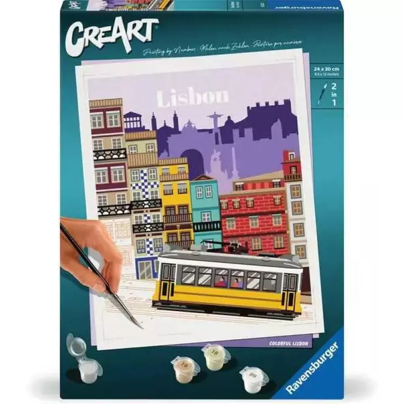Zestaw puzzle Ravensburger CreArt Kolorowa Lizbona — puzzle do malowania, model 25522