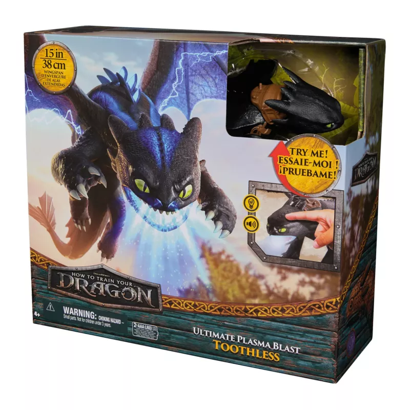 Figurka Spinmaster Ultimate Plasma Blast Toothless 25-calowe skrzydła, światła i dźwięki, wiek 4+