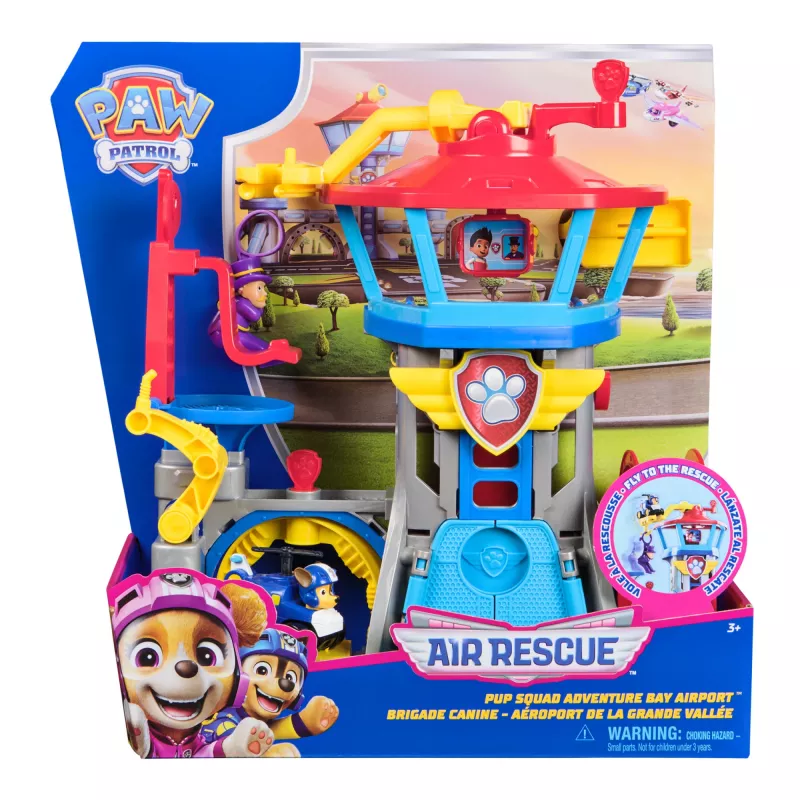 PAW Patrol: Air Rescue, zestaw Pup Squad Adventure Bay Airport, z samochodem Chase i wyrzutnią pojazdów, zabawki dla chłopców i dziewczynek od 3 lat
