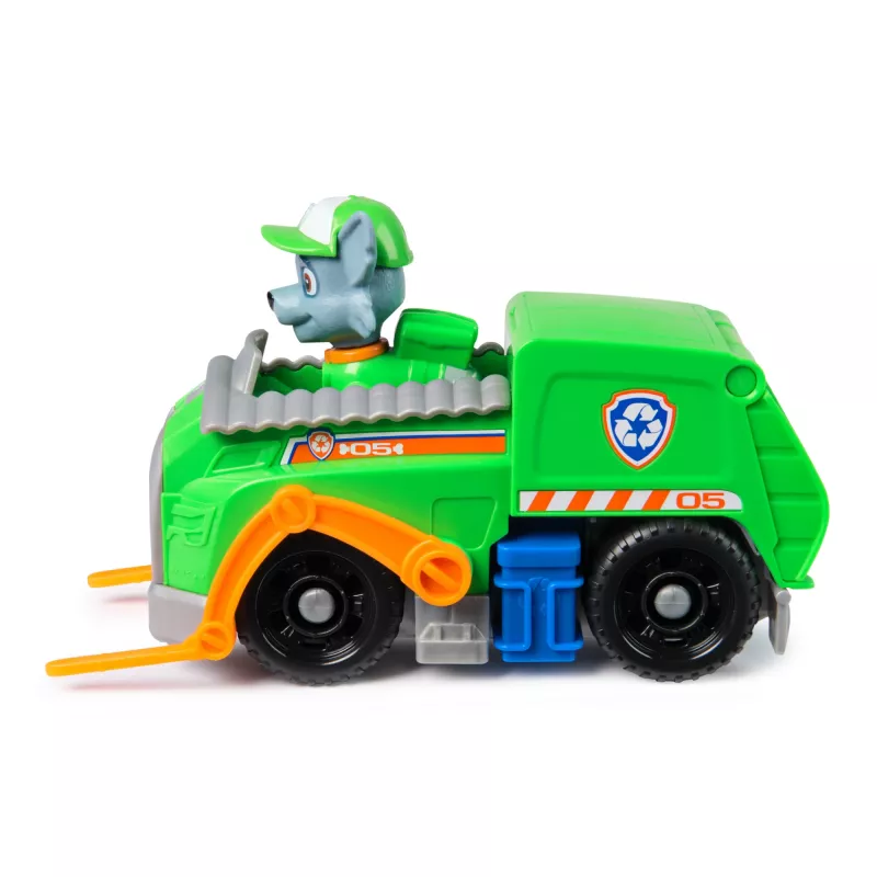 PAW Patrol, Ciężarówka recyklingowa Rocky’ego, pojazd-zabawka z kolekcjonerską figurką akcji, zabawki przyjazne środowisku, dla chłopców i dziewczynek od 3 lat
