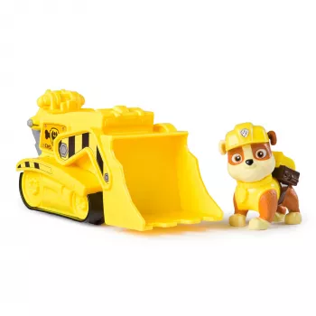 PAW Patrol, buldożer Rubble’a – ciężarówka-zabawka z kolekcjonerską figurką, zabawki przyjazne środowisku dla chłopców i dziewczynek od 3 lat