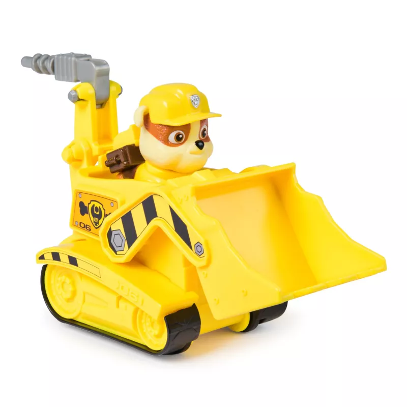 PAW Patrol, buldożer Rubble’a – ciężarówka-zabawka z kolekcjonerską figurką, zabawki przyjazne środowisku dla chłopców i dziewczynek od 3 lat