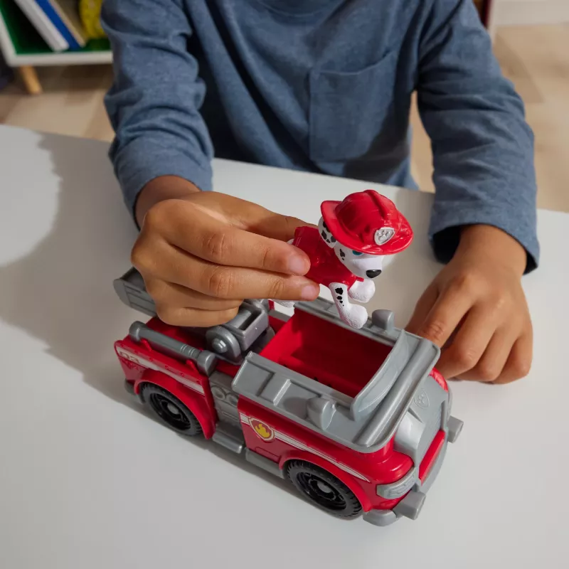 PAW Patrol , Marshall’s Firetruck, Pojazd zabawkowy z kolekcjonerską figurką, zabawki przyjazne środowisku dla chłopców i dziewczynek od 3 lat