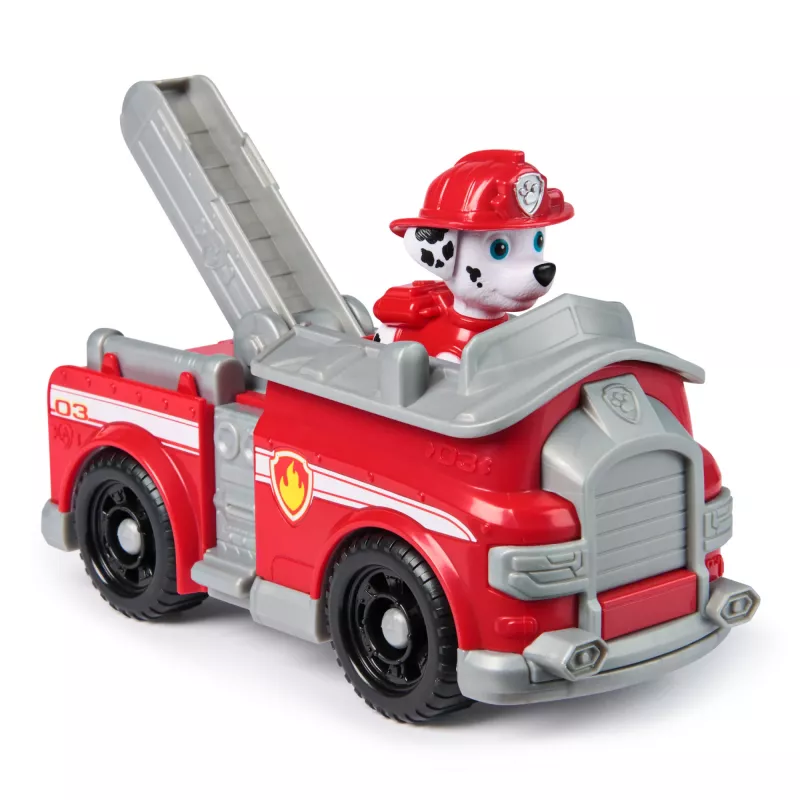 PAW Patrol , Marshall’s Firetruck, Pojazd zabawkowy z kolekcjonerską figurką, zabawki przyjazne środowisku dla chłopców i dziewczynek od 3 lat