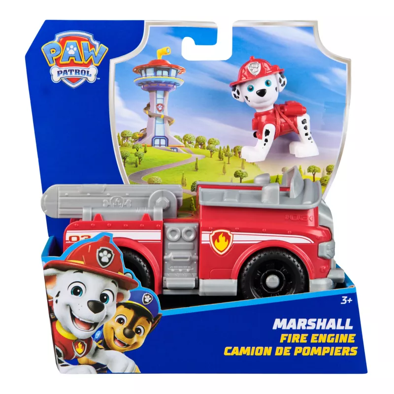 PAW Patrol , Marshall’s Firetruck, Pojazd zabawkowy z kolekcjonerską figurką, zabawki przyjazne środowisku dla chłopców i dziewczynek od 3 lat