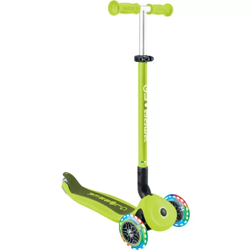 Hulajnoga nożna GLOBBER Go-Up Active Lights — regulowana wysokość, światła LED, limonkowy