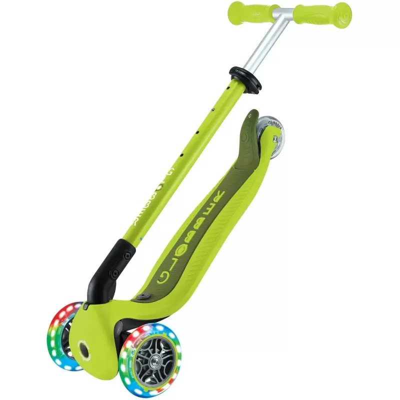 Hulajnoga nożna GLOBBER Go-Up Active Lights — regulowana wysokość, światła LED, limonkowy