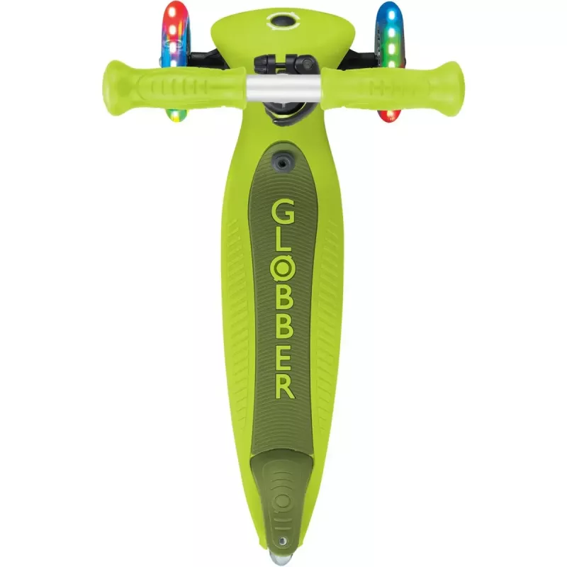 Hulajnoga nożna GLOBBER Go-Up Active Lights — regulowana wysokość, światła LED, limonkowy