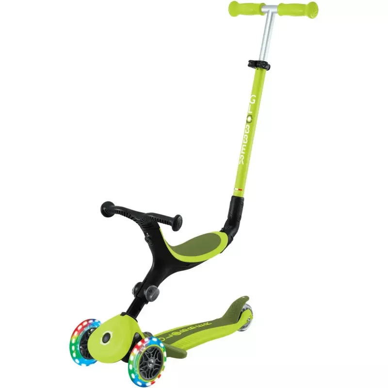 Hulajnoga nożna GLOBBER Go-Up Active Lights — regulowana wysokość, światła LED, limonkowy