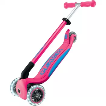 Składana hulajnoga GLOBBER Primo Foldable Plus Lights — różowy/jasnoniebieski