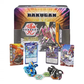 Bakugan Baku-Tin, Sectanoid, Premiumowa puszka kolekcjonerska z tajemniczym Bakuganem, karty kolekcjonerskie, zabawki dla chłopców od 6 lat