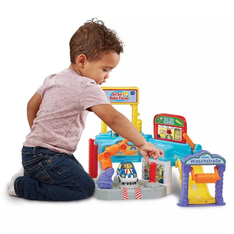 VTech Tut Tut Baby Flitzer Car Workshop playset - interaktywne zabawkowe pojazdy i garaż