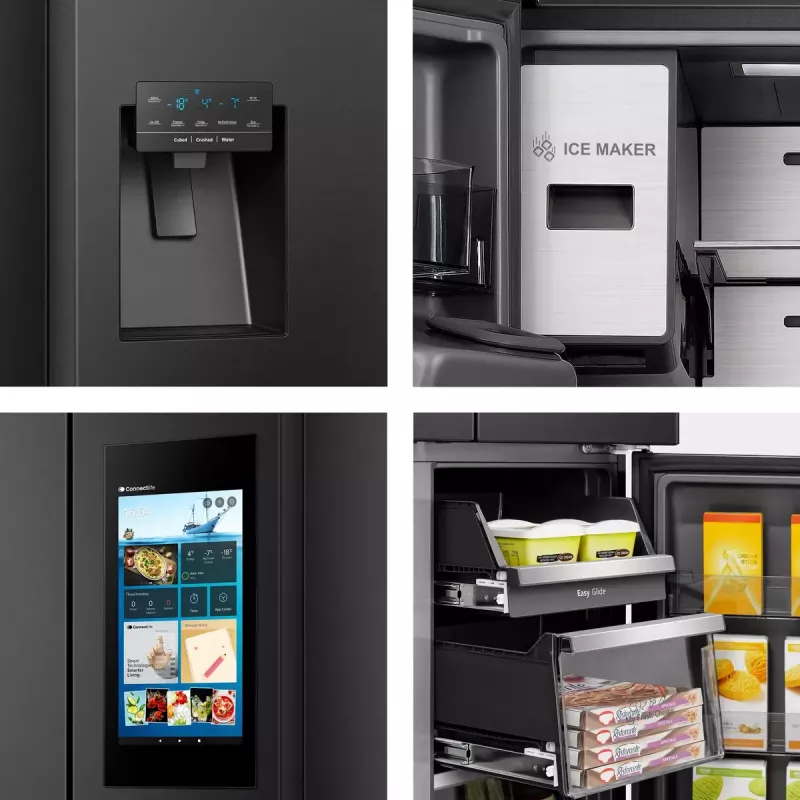 Lodówka wielodrzwiowa Hisense RQ760N4IFE – wolnostojąca, pojemność całkowita 577 L, czarna