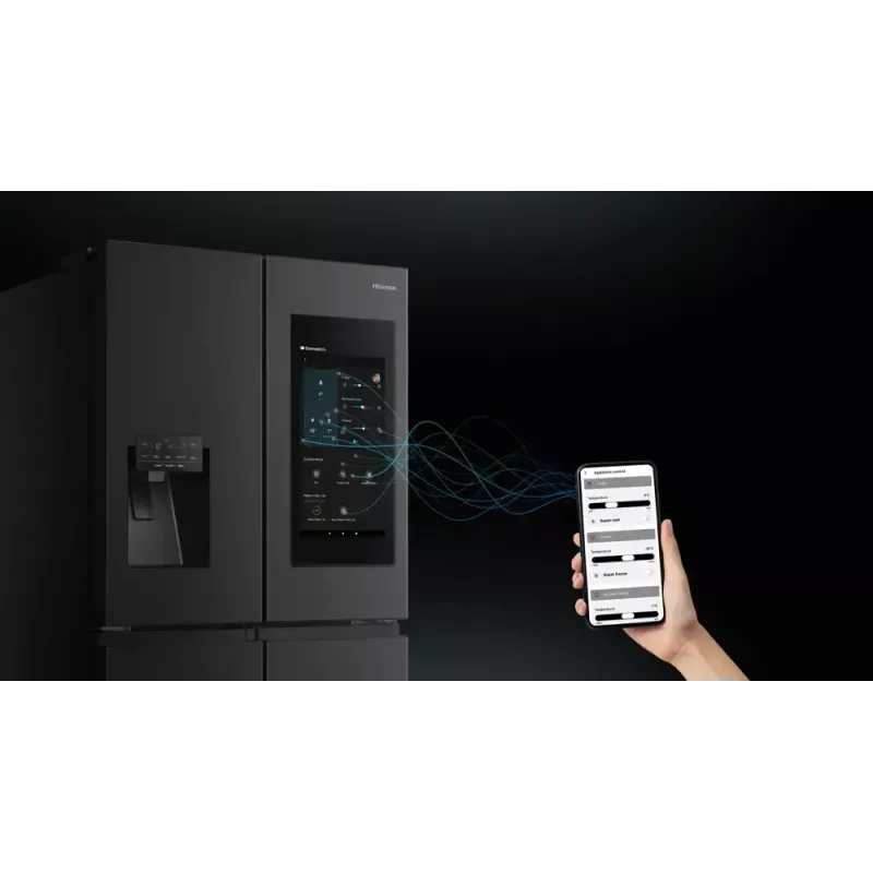 Lodówka wielodrzwiowa Hisense RQ760N4IFE – wolnostojąca, pojemność całkowita 577 L, czarna