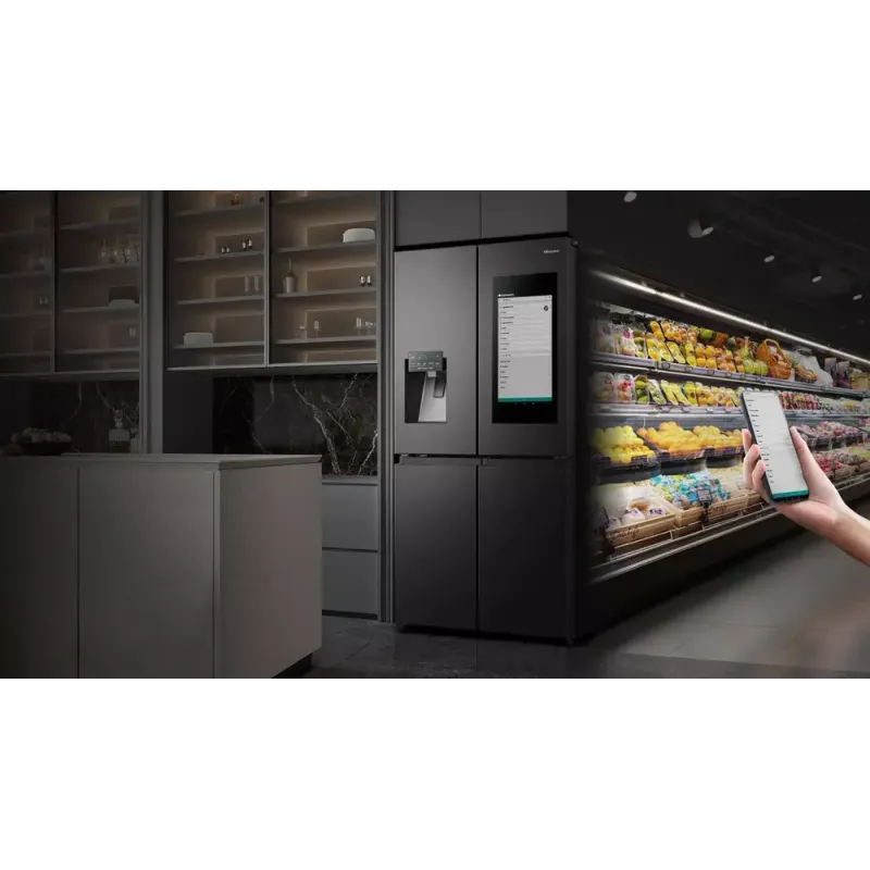 Lodówka wielodrzwiowa Hisense RQ760N4IFE – wolnostojąca, pojemność całkowita 577 L, czarna