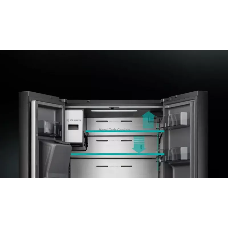 Lodówka wielodrzwiowa Hisense RQ760N4IFE – wolnostojąca, pojemność całkowita 577 L, czarna