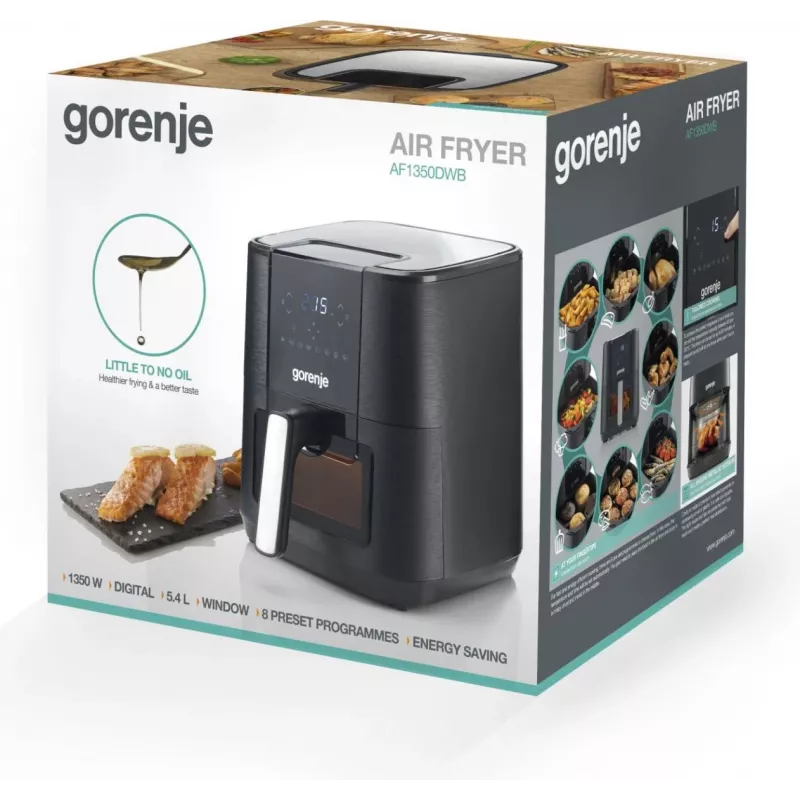 Gorenje AF1350DWB Pojedyncza 5,4 l Wolnostojąca 1350 W Frytkownica beztłuszczowa Czarny