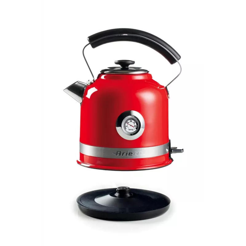 Ariete 2854 Moderna Czajnik Elektryczny, 2000 W, Pojemność 1,7 L, Bezprzewodowy 360°, Automatyczne Wyłączanie, Wyjmowany Filtr, Widoczny Poziom Wody, Termometr, czerwony